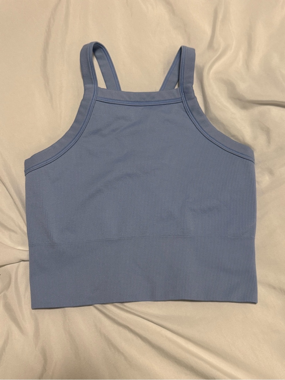Athleta Ribbed Square-Neck Crop Tank - Periwinkle Blue